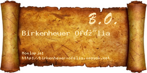Birkenheuer Ofélia névjegykártya